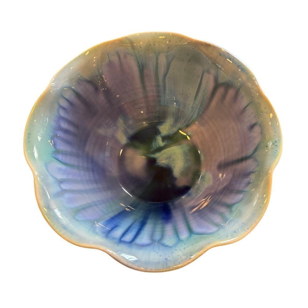 Hand Made Edgecombe Potters Pottery Bowl, Blue, Green Blend, So Pretty!